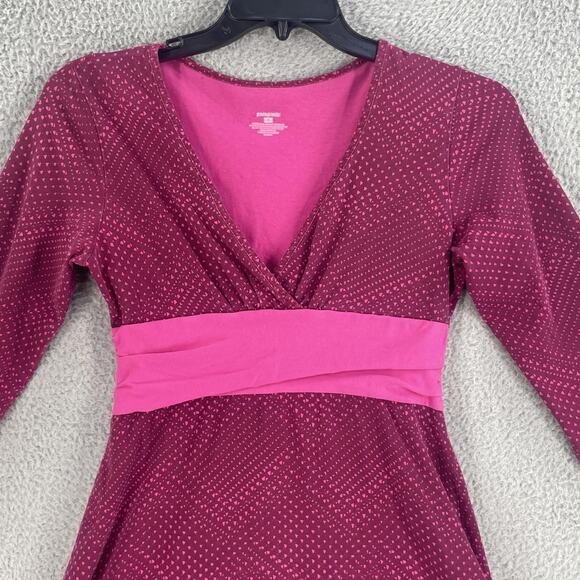 Patagonia Dress Womens Medium Organic Cotton Magenta Pink V-Neck Empire Waist - Picture 5 of 12